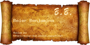 Beier Benjamina névjegykártya
